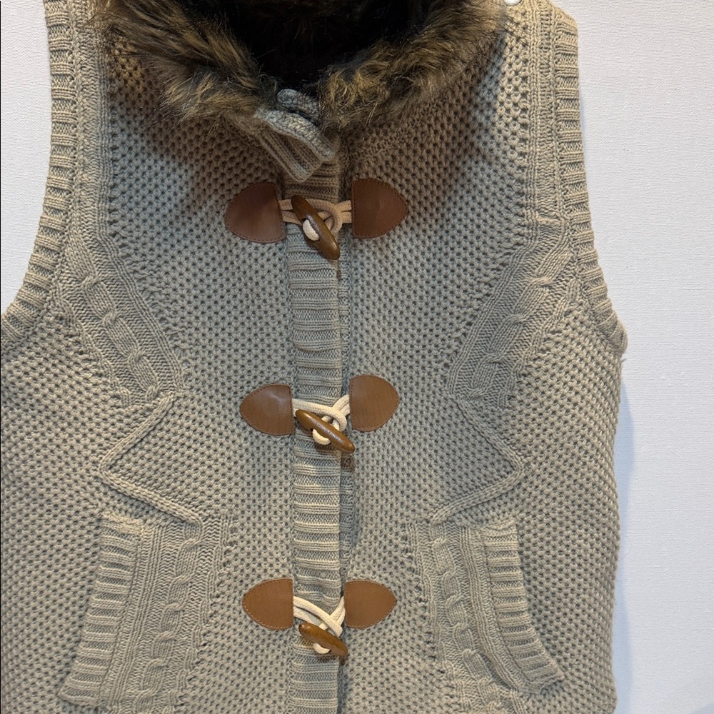 Maurices Faux Fur Trim Vest in Tan and Browns